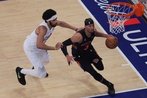 Josh Hart lideró a los Knicks este jueves. Crédito: Brad Penner-Imagn Images