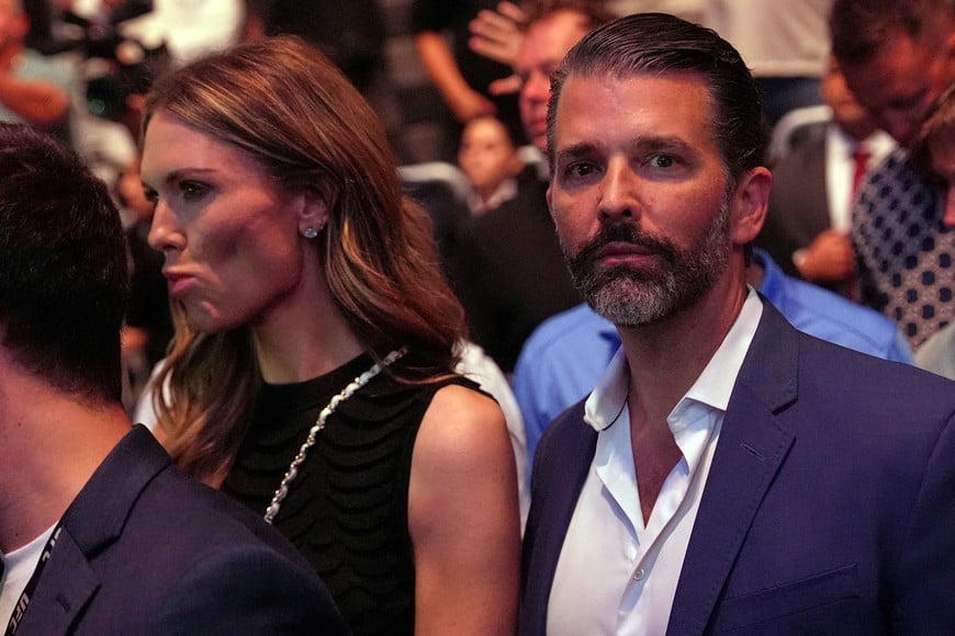 FILE PHOTO: Donald Trump Jr. and Bettina Anderson attend UFC 327 at Kaseya Center in Miami, Florida, U.S., April 11, 2026. Julia Demaree Nikhinson/Pool via REUTERS/File Photo