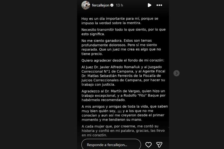 El extenso descargo de Fernanda en redes.