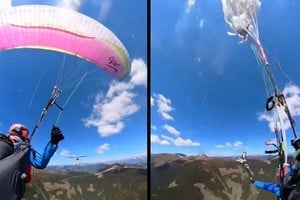 La parapentista logró activar un paracaídas de emergencia tras el choque en pleno vuelo.
