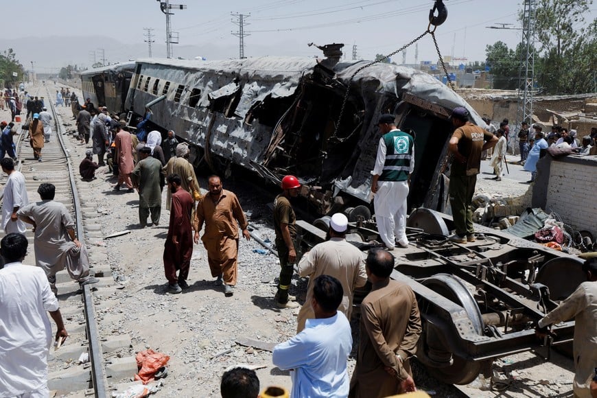 Railway staff work at the site, after a blast near a railway track in Quetta, Pakistan May 24, 2026. REUTERS/Naseer Ahmed