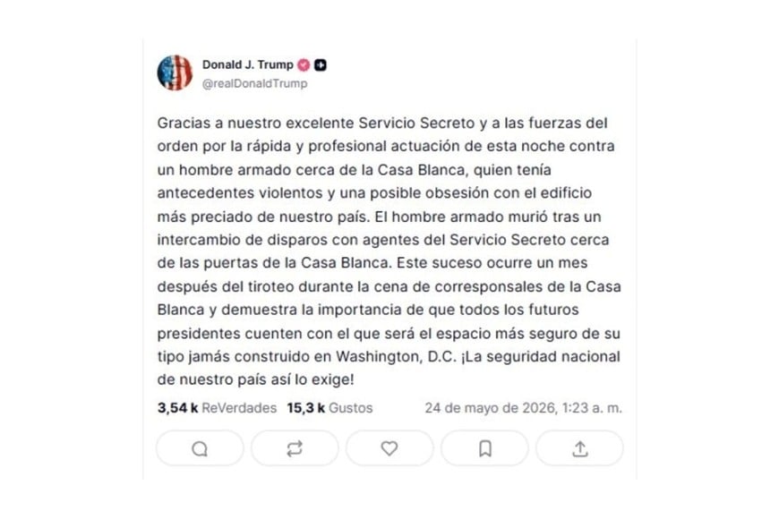 Trump vinculó el episodio con la necesidad de reforzar la seguridad presidencial