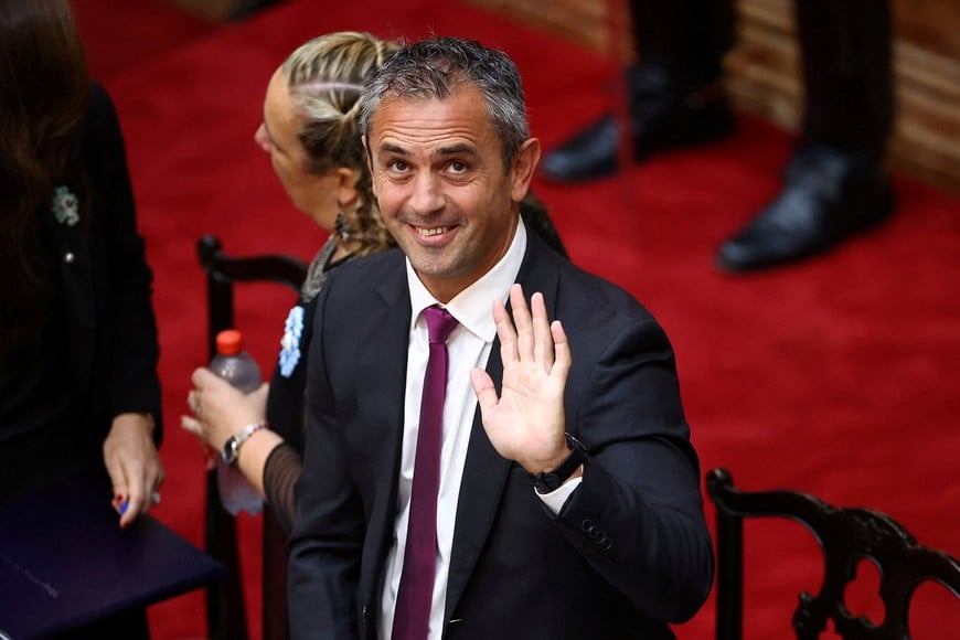 President of the Chamber of Deputies of Argentina, Martin Menem, gestures as he attends the opening session of the 144th legislative term of Congress at the National Congress building in Buenos Aires, Argentina, March 1, 2026. REUTERS/Agustin Marcarian