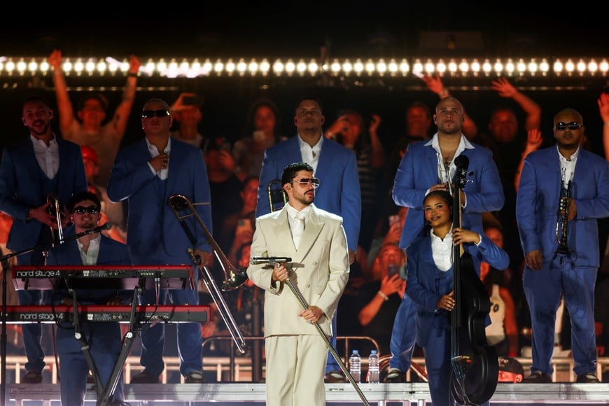 Puerto Rican singer Bad Bunny performs at his "DeBI TiRAR MaS FOToS World Tour" concert in Buenos Aires, Argentina, February 13, 2026. REUTERS/Tomas Cuesta