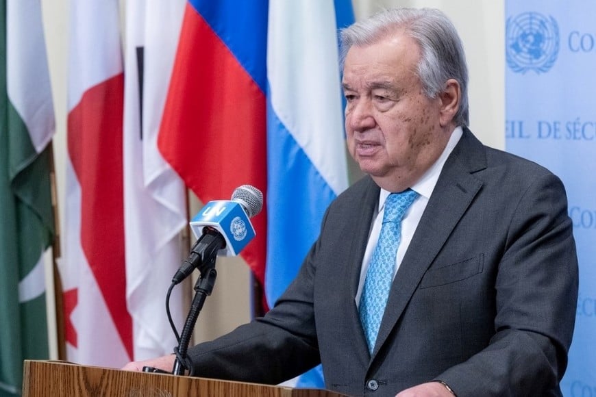 El secretario general de la ONU, António Guterres, habla en un encuentro con la prensa en la sede de la ONU. Créditos: Xinhua/Eskinder Debebe