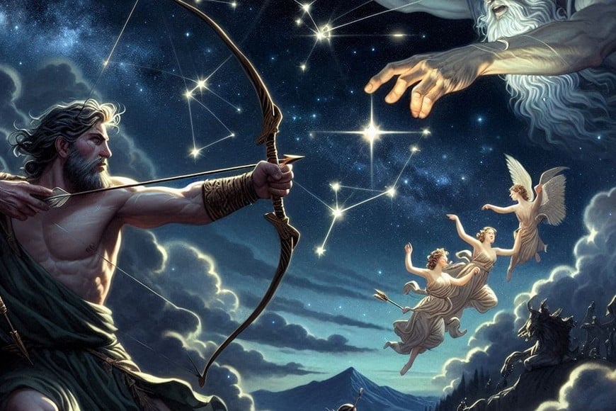 Frente a la persistencia lasciva y atormentada de Orión -un experto cazador de bellezas-, Zeus accedió a transformar a las jóvenes Pléyades en siete palomas. Pero como así tampoco estarían a salvo, las convirtió en estrellas.