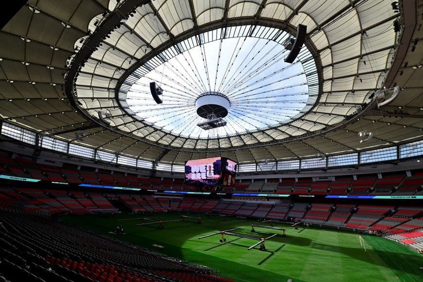 The newly laid natural grass pitch and stadium upgrades are shown during a media tour at the BC Place stadium, ahead of the FIFA World Cup soccer tournament, in Vancouver, British Columbia, Canada May 12, 2026. REUTERS/Jennifer Gauthier