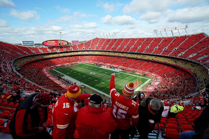 FILE PHOTO: Jan 17, 2021; Kansas City, Missouri, USA; General view as the Kansas City Chiefs play against the Cleveland Browns during the secondhalf in the AFC Divisional Round playoff game at Arrowhead Stadium. Mandatory Credit: Jay Biggerstaff-USA TODAY Sports/File Photo