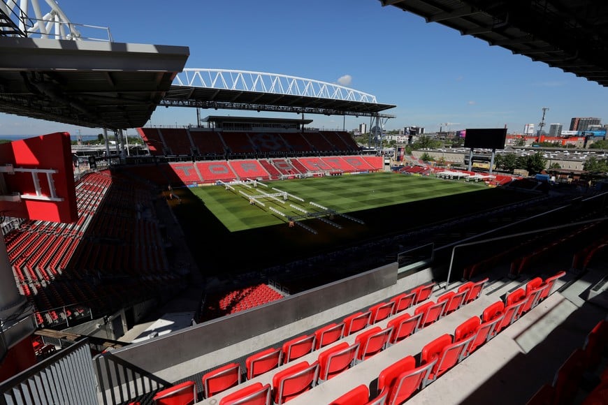 FILE PHOTO: A general view of BMO Field stadium, home of the Toronto FC soccer club, in Toronto, Ontario, Canada June 8, 2022. The BMO field will host six matches for the North America World Cup in 2026  REUTERS/Chris Helgren/File Photo