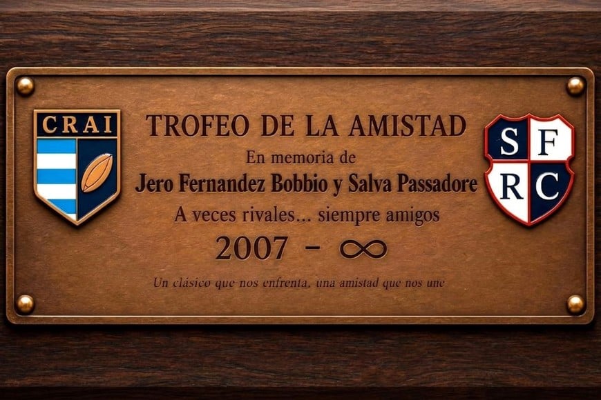La placa que tendrá el "Trofeo de la Amistad". Foto: Gentileza.