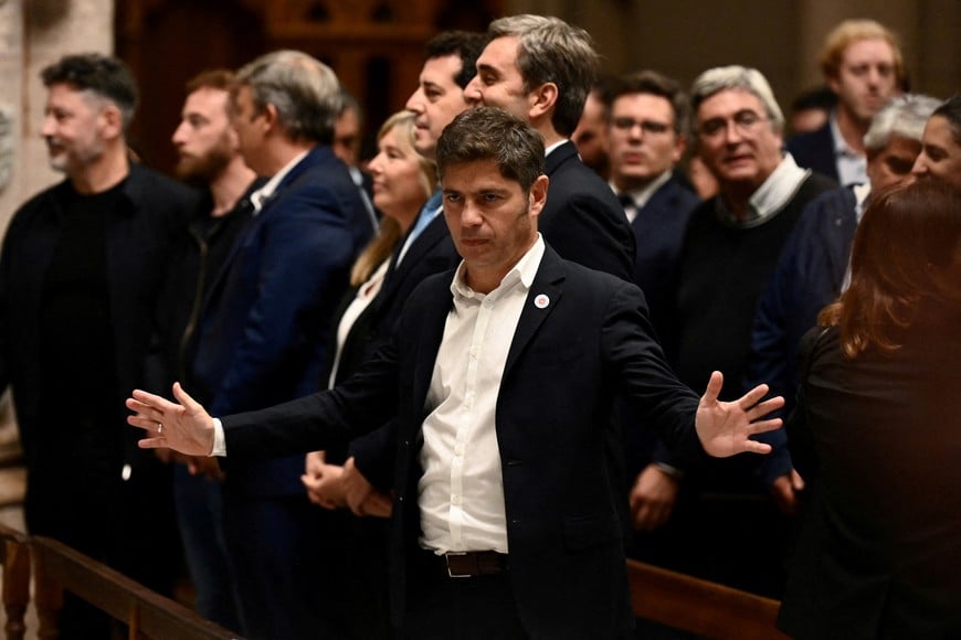 FILE PHOTO: Buenos Aires Province Governor Axel Kicillof attends a Mass held by Monsignor Marcelo Colombo, the Archbishop of Mendoza, in honour of late Pope Francis on the first anniversary of his death, in Lujan, Argentina, April 21, 2026. REUTERS/Pedro Lazaro Fernandez/File Photo