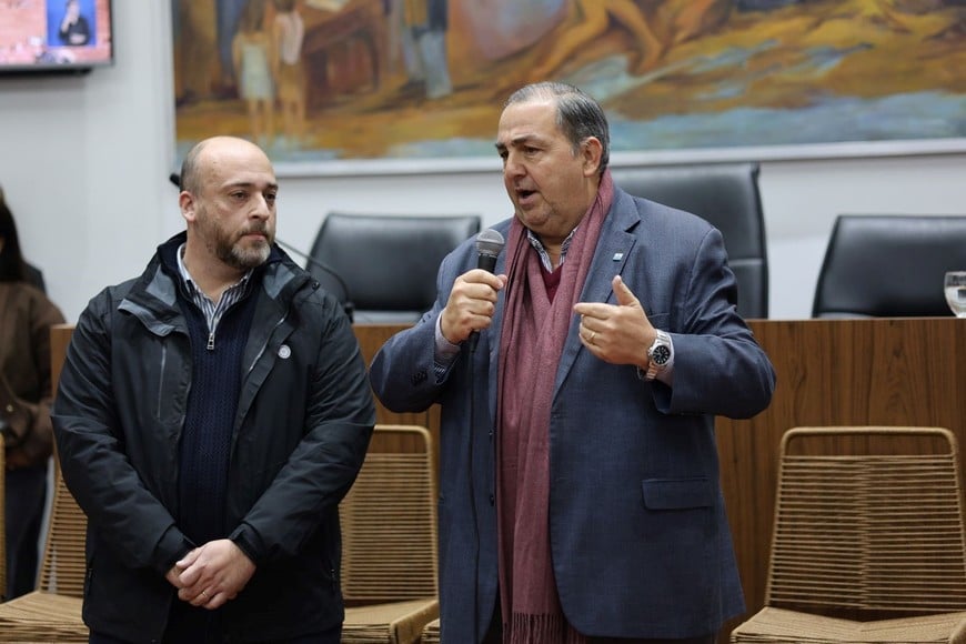 El intendente Poletti y el presidente del Concejo, Sergio Basile. Foto: Gentileza Concejo