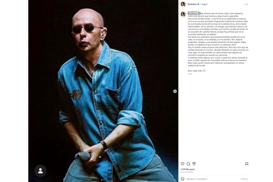 Flor de la V despidió al Indio en su cuenta de Instagram.