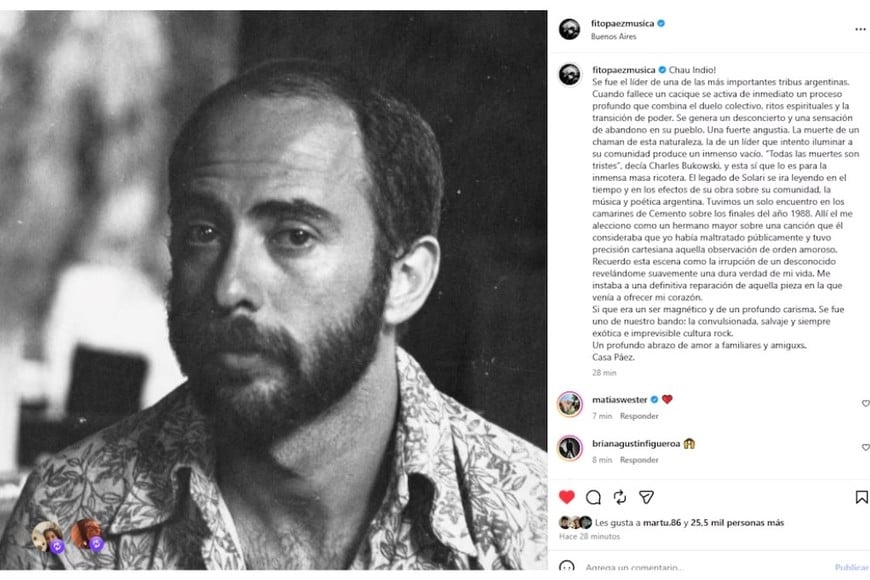 Fito Paez despidió al Indio.