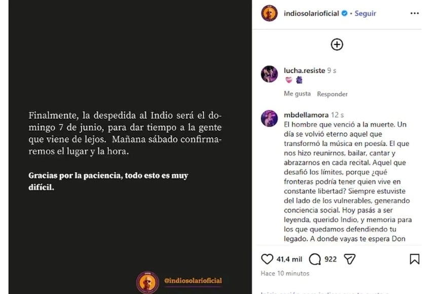 El comunicado de la familia.