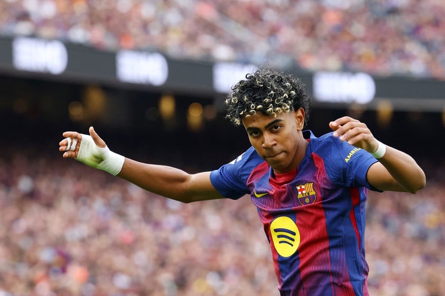 Soccer Football - LaLiga - FC Barcelona v Espanyol - Spotify Camp Nou, Barcelona, Spain - April 11, 2026
FC Barcelona's Lamine Yamal reacts REUTERS/Albert Gea