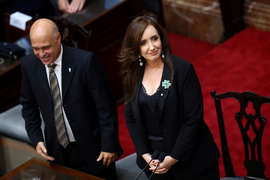 Argentina's Vice President Victoria Villarruel attends the opening session of the 144th legislative term of Congress at the National Congress building in Buenos Aires, Argentina, March 1, 2026. REUTERS/Agustin Marcarian