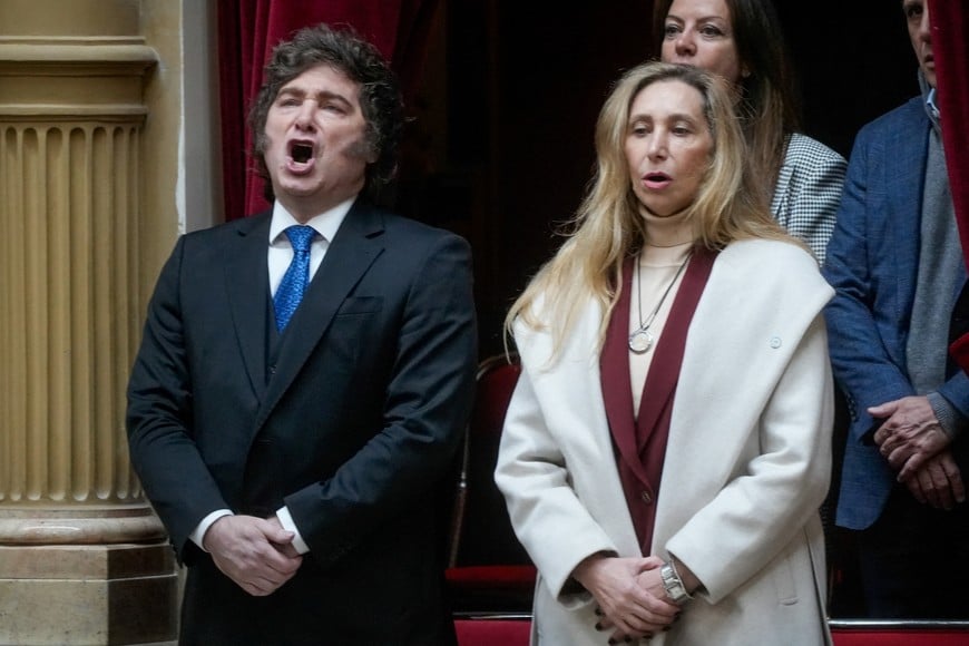 Argentina's President Javier Milei and General Secretary of the Presidency Karina Milei attend, as Argentina's Cabinet Chief Manuel Adorni presents his management report at the National Congress, in Buenos Aires, Argentina, April 29, 2026. REUTERS/Mariana Nedelcu