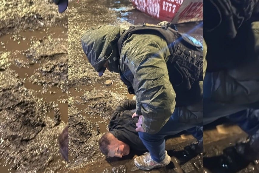 Agentes durante el procedimiento en la Ciudad de Buenos Aires.