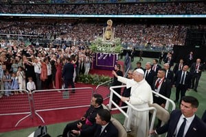 La agenda papal para este lunes incluyó una visita al estadio Santiago Bernabeu. Reuters