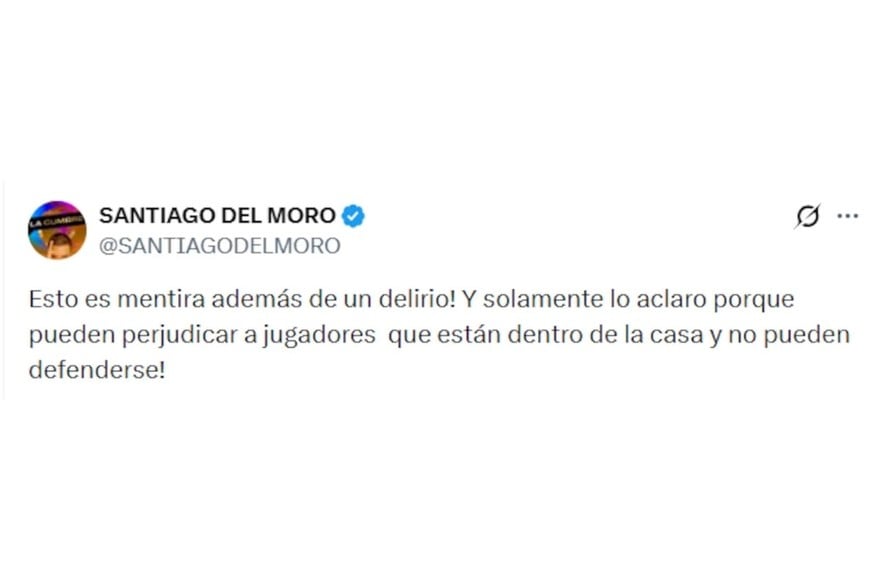 El descargo de Del Moro en redes sociales.
