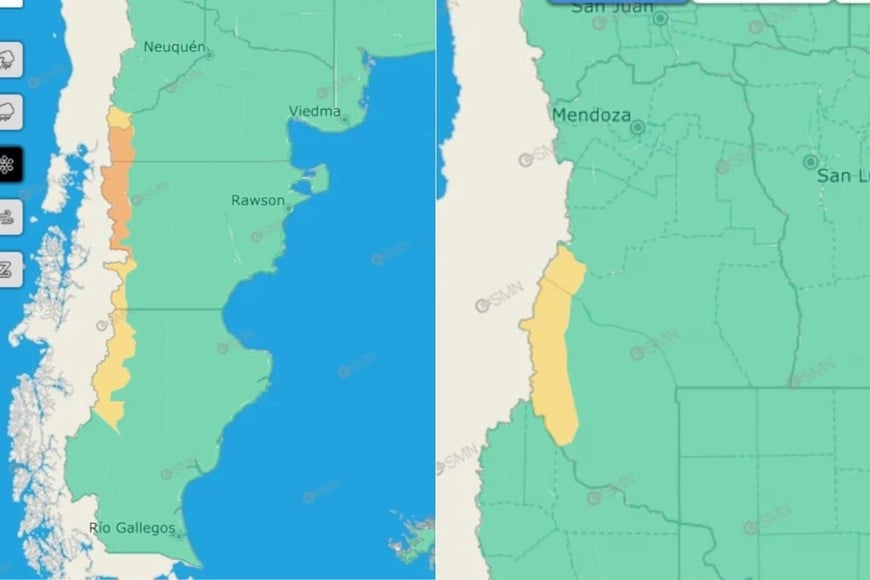 Alerta por nevadas y vientos.