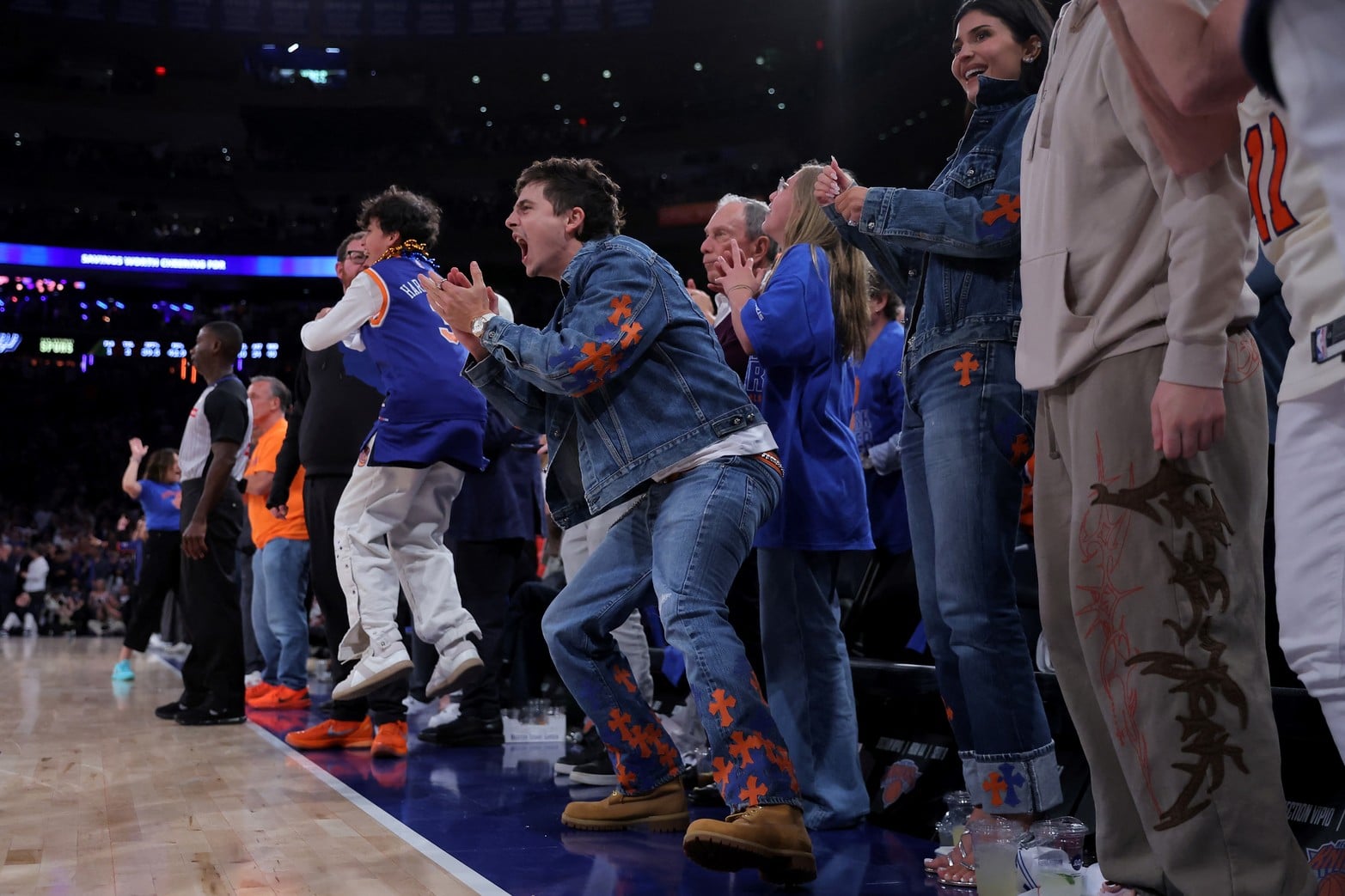 TImothee Chalamet y Kylie Jenner celebraron la victoria de los Knicks.