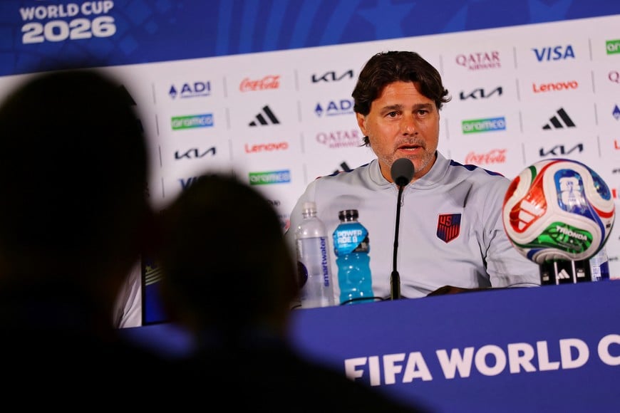 Soccer Football - FIFA World Cup 2026 - United States Press Conference - Los Angeles Stadium, Inglewood, California, U.S. - June 11, 2026
U.S. coach Mauricio Pochettino during the press conference REUTERS/Daniel Cole