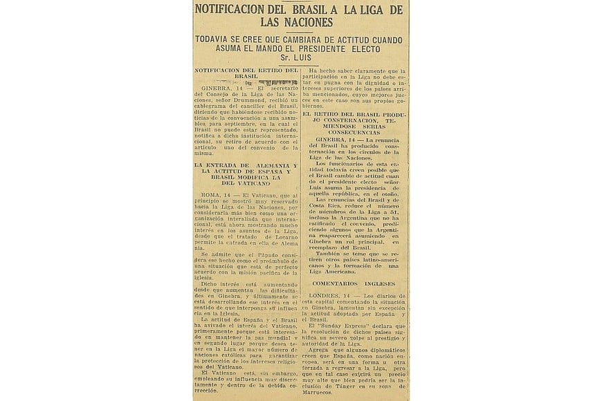 Recorte de la tapa de la edición del 14 de junio de 1926 de diario El Litoral.