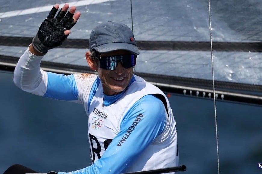 Santiago Lange, tras obtener el oro junto a Cecilia Carranza en Río de Janeiro. Archivo.