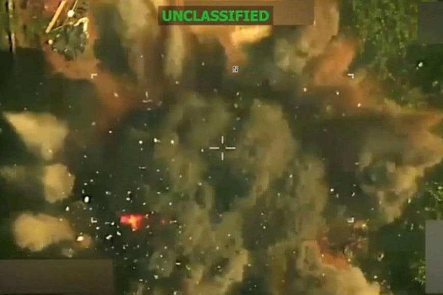 Explosion following what U.S. President Donald Trump said was a strike carried out by U.S. forces that killed Hector Rusthenford Guerrero Flores, also known as "Nino Guerrero," the leader of Venezuelan prison gang Tren de Aragua, at an unidentified location, in this screengrab taken from a video released on June 12, 2026. DONALD TRUMP VIA TRUTH SOCIAL/Handout via REUTERS
THIS IMAGE HAS BEEN SUPPLIED BY A THIRD PARTY. NO RESALES. NO ARCHIVES. MANDATORY CREDIT. BLURRING AND OVERLAY FROM SOURCE.
Verification:
Location and date not verified
No older version of the footage was post online before June 12, 2026