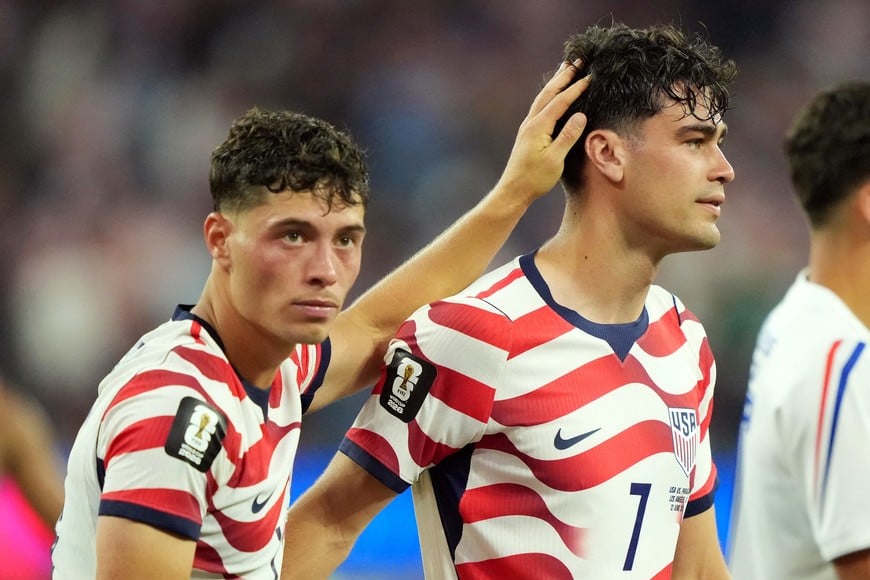 Soccer Football - FIFA World Cup 2026 - Group D - United States v Paraguay - Los Angeles Stadium, Inglewood, California, U.S. - June 12, 2026
Sebastian Berhalter and Giovanni Reyna of the U.S. celebrate after the match IMAGN IMAGES via Reuters/Kirby Lee