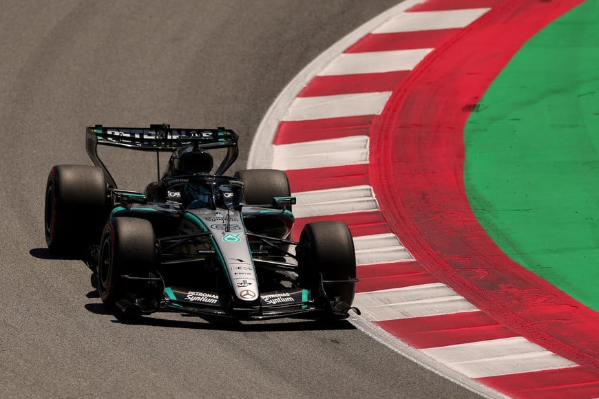 Formula One F1 - Barcelona-Catalunya Grand Prix - Circuit de Barcelona-Catalunya, Barcelona, Spain - June 13, 2026
Mercedes' George Russell during practice REUTERS/Bruna Casas
