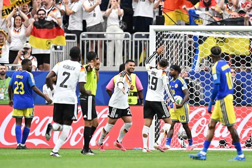 Soccer Football - FIFA World Cup 2026 - Group E - Germany v Curacao - Houston Stadium, Houston, Texas, U.S. - June 14, 2026
Germany's Deniz Undav celebrates scoring their sixth goal with Leroy Sane IMAGN IMAGES via Reuters/Maria Lysaker
