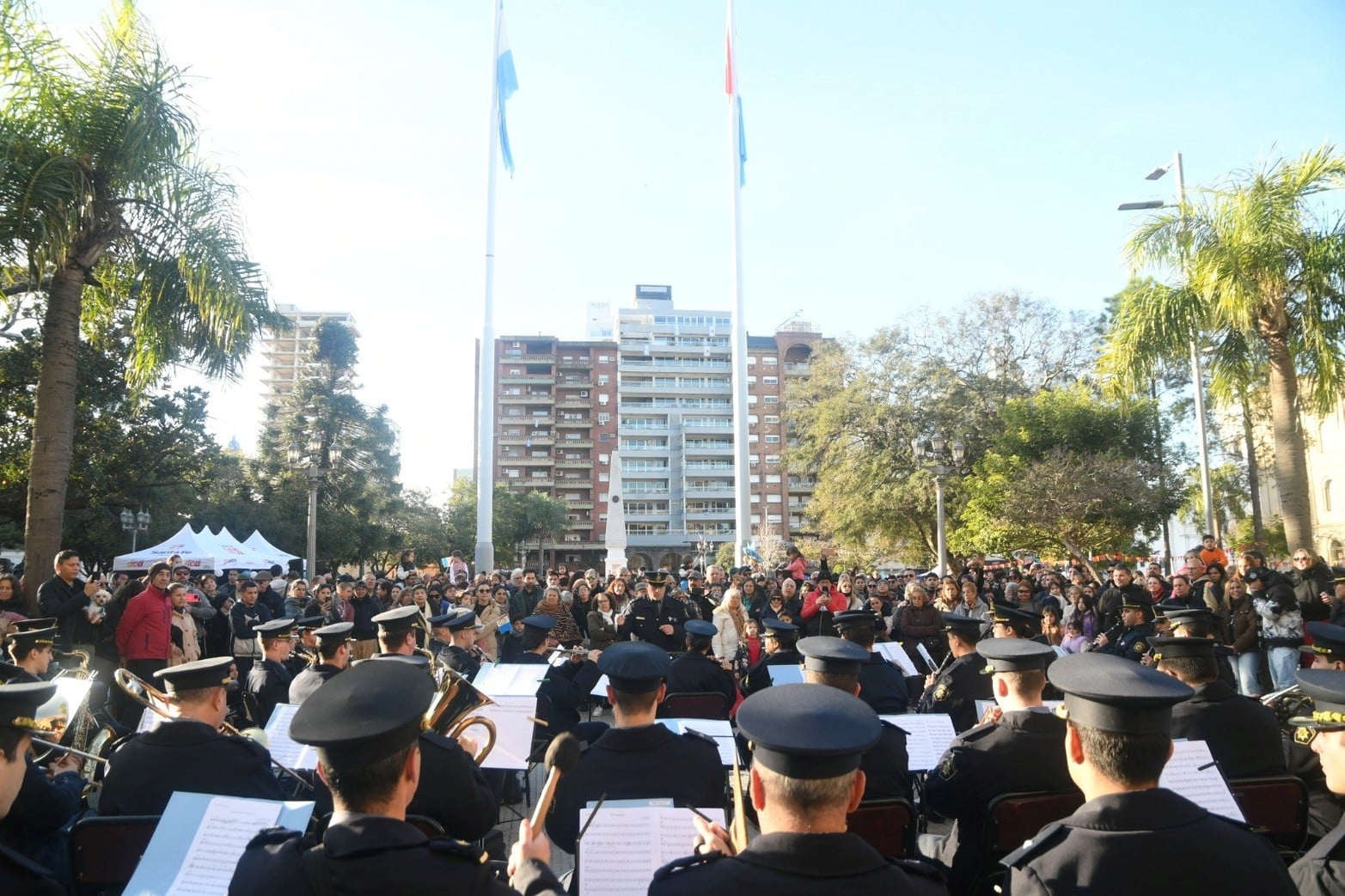La banda de la Policía de la provincia también tuvo su momento. 