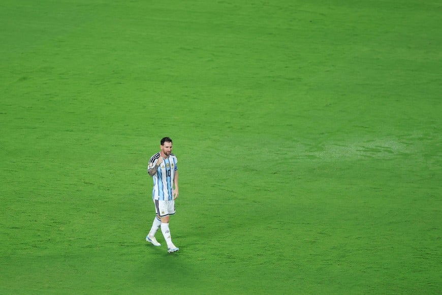 Soccer Football - FIFA World Cup 2026 - Group J - Argentina v Algeria - Kansas City Stadium, Kansas City, Missouri, U.S. - June 16, 2026
Argentina's Lionel Messi celebrates scoring their third goal to complete his hat-trick REUTERS/Siphiwe Sibeko
