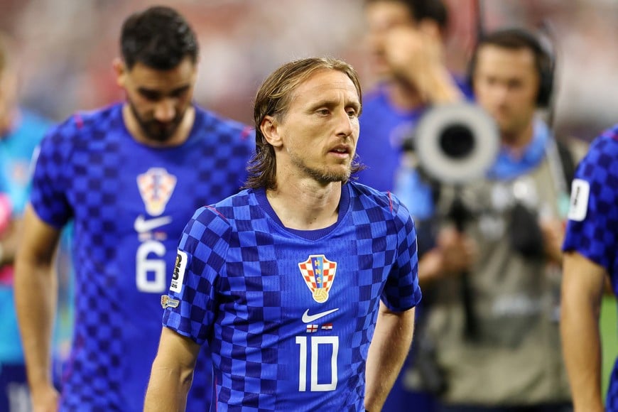 Soccer Football - FIFA World Cup 2026 - Group L - England v Croatia - Dallas Stadium, Arlington, Texas, U.S. - June 17, 2026
Croatia's Luka Modric looks dejected after the match REUTERS/Hannah Mckay