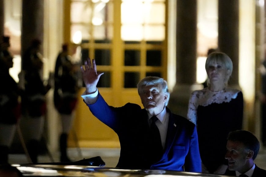 U.S. President Donald Trump departs after the dinner at the Palace of Versailles, early Thursday, June 18, 2026, in Versailles, France. Michel Euler/Pool via REUTERS
