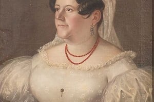Retrato de Doña Josefa Rodríguez del Fresno, esposa del Brigadier General Estanislao López, quien escribió a Juan Manuel de Rosas: "Mis ojos son demasiado pequeños para derramar por ellos todas las lágrimas con que debo llorar a mi López". Obra de Carlos Enrique Pellegrini, existente en el Museo del Convento de San Francisco (Santa Fe).
