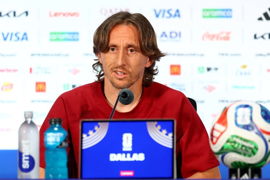 Soccer Football - FIFA World Cup 2026 - Croatia Press Conference - Dallas Stadium, Arlington, Texas, U.S. - June 16, 2026
Croatia's Luka Modric during a press conference REUTERS/Hannah Mckay