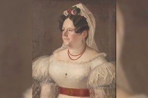 Retrato de Doña Josefa Rodríguez del Fresno, esposa del Brigadier General Estanislao López, quien escribió a Juan Manuel de Rosas: "Mis ojos son demasiado pequeños para derramar por ellos todas las lágrimas con que debo llorar a mi López". Obra de Carlos Enrique Pellegrini, existente en el Museo del Convento de San Francisco (Santa Fe).