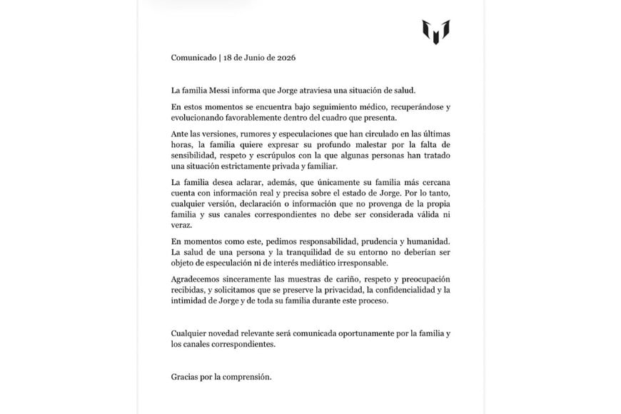 La familia Messi difundió un comunicado oficial este jueves.