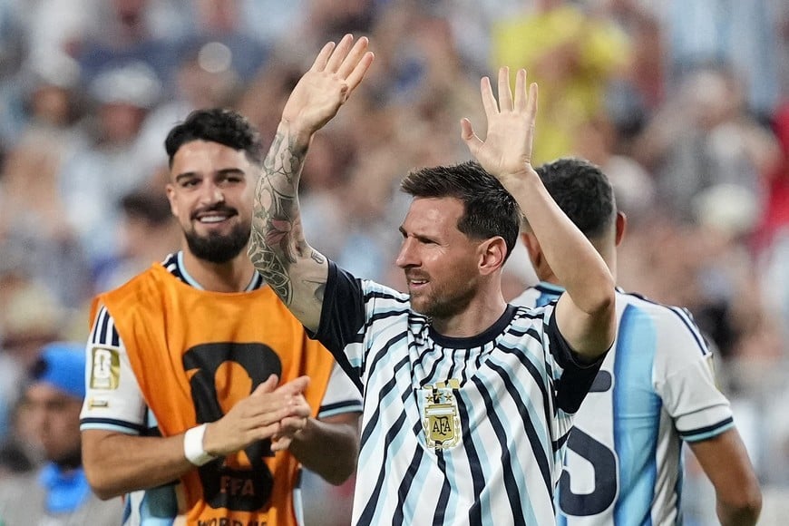 Soccer Football - FIFA World Cup 2026 - Group J - Argentina v Algeria - Kansas City Stadium, Kansas City, Missouri, U.S. - June 16, 2026
Argentina's Lionel Messi celebrates after the match IMAGN IMAGES via Reuters/Jay Biggerstaff