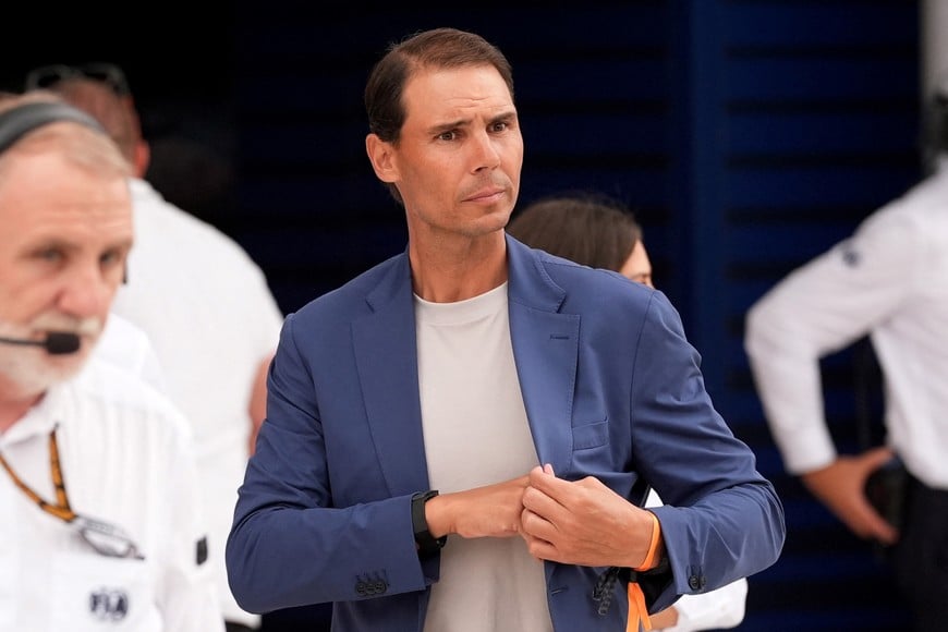 Formula One F1 - Miami Grand Prix - Miami International Autodrome, Miami, Florida, United States - May 3, 2026
Former tennis player Rafael Nadal before waving the chequered flag at the Miami Grand Prix Pool via Reuters/Rebecca Blackwell