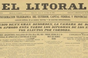 Detalle de la portada de la edición del 21 de junio de 1926 del diario El Litoral. Archivo