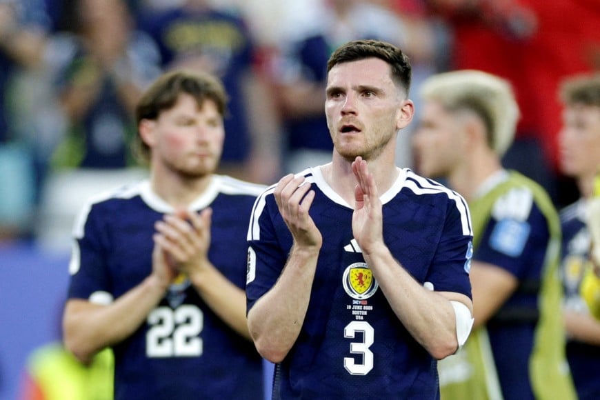 Soccer Football - FIFA World Cup 2026 - Group C - Scotland v Morocco - Boston Stadium, Foxborough, Massachusetts, U.S. - June 19, 2026
Scotland's Andy Robertson and Nathan Patterson look dejected after the match REUTERS/Pilar Olivares
