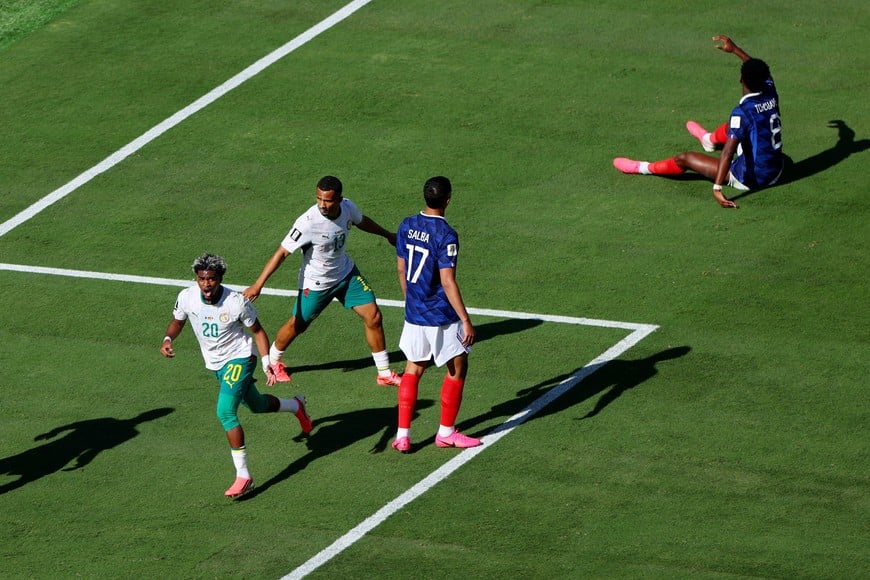 Soccer Football - FIFA World Cup 2026 - Group I - France v Senegal - New York/New Jersey Stadium, East Rutherford, New Jersey, U.S. - June 16, 2026
Senegal's Ibrahim Mbaye celebrates scoring their first goal REUTERS/Mike Segar