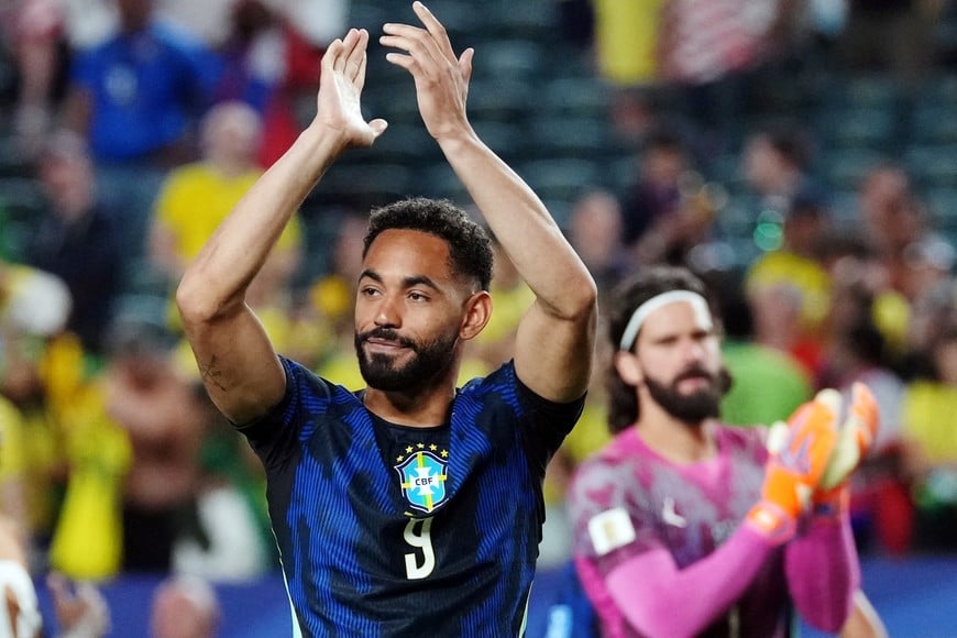 Soccer Football - FIFA World Cup 2026 - Group C - Brazil v Haiti - Philadelphia Stadium, Philadelphia, Pennsylvania, U.S. - June 19, 2026
Brazil's Matheus Cunha celebrates after the match IMAGN IMAGES via Reuters/James Lang