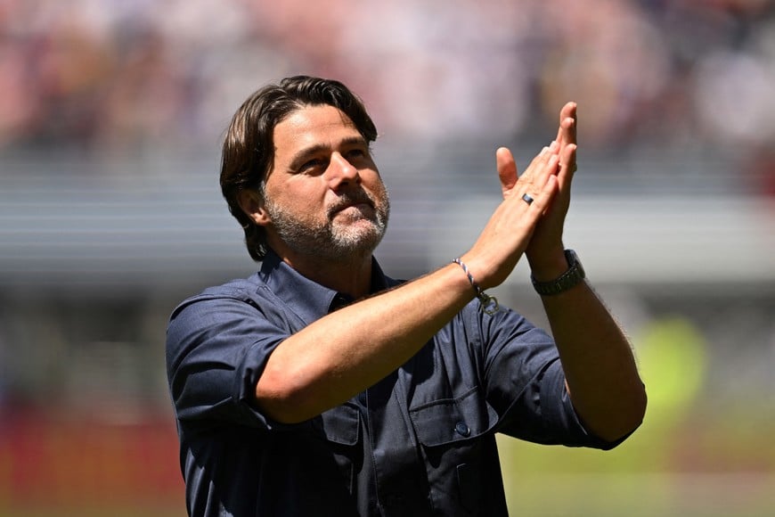 Soccer Football - FIFA World Cup 2026 - Group D - United States v Australia - Seattle Stadium, Seattle, Washington, U.S. - June 19, 2026
U.S. coach Mauricio Pochettino celebrates after the match IMAGN IMAGES via Reuters/Troy Wayrynen