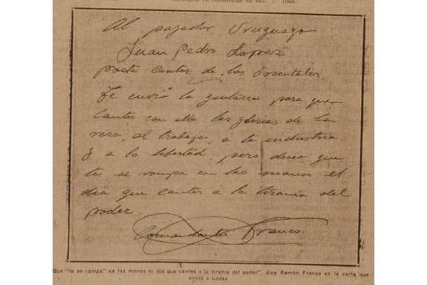 La carta de Franco. Foto: Archivo Santa Fe / Hemeroteca Digital Castañeda